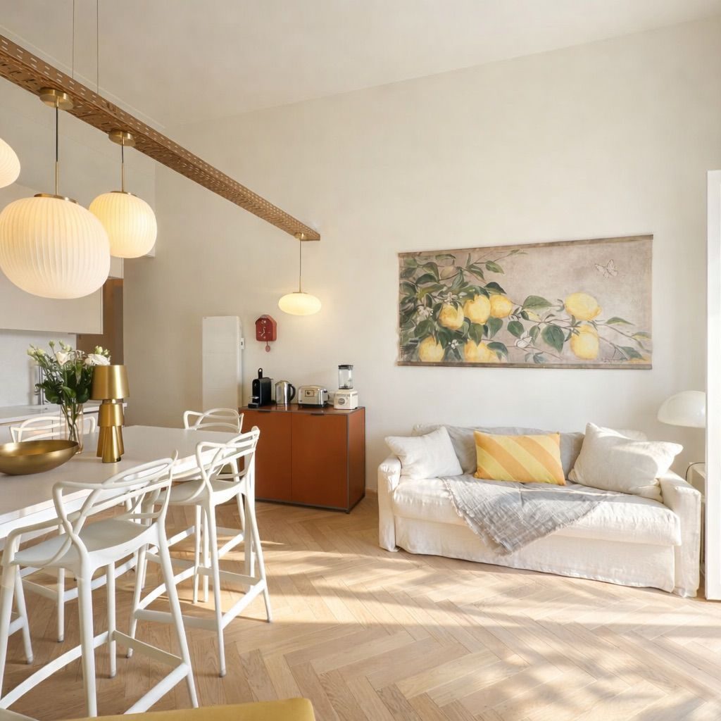 salon avec cuisine américaine